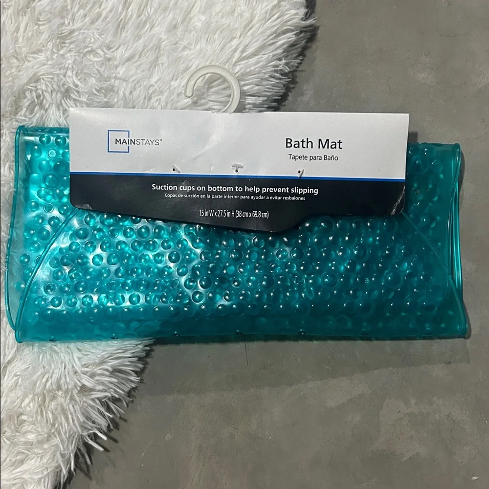 🩶5/$30 Mainstays Teal Textured Oval Bath Mat with Suction Cup Buttom NEW